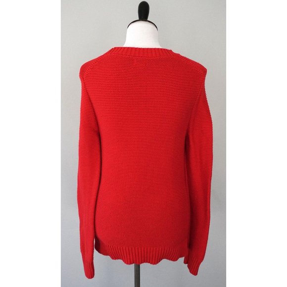 J. CREW Womens Red Knit Long Sleeve Cotton Wool Blend Sweater Size Small - Picture 3 of 5